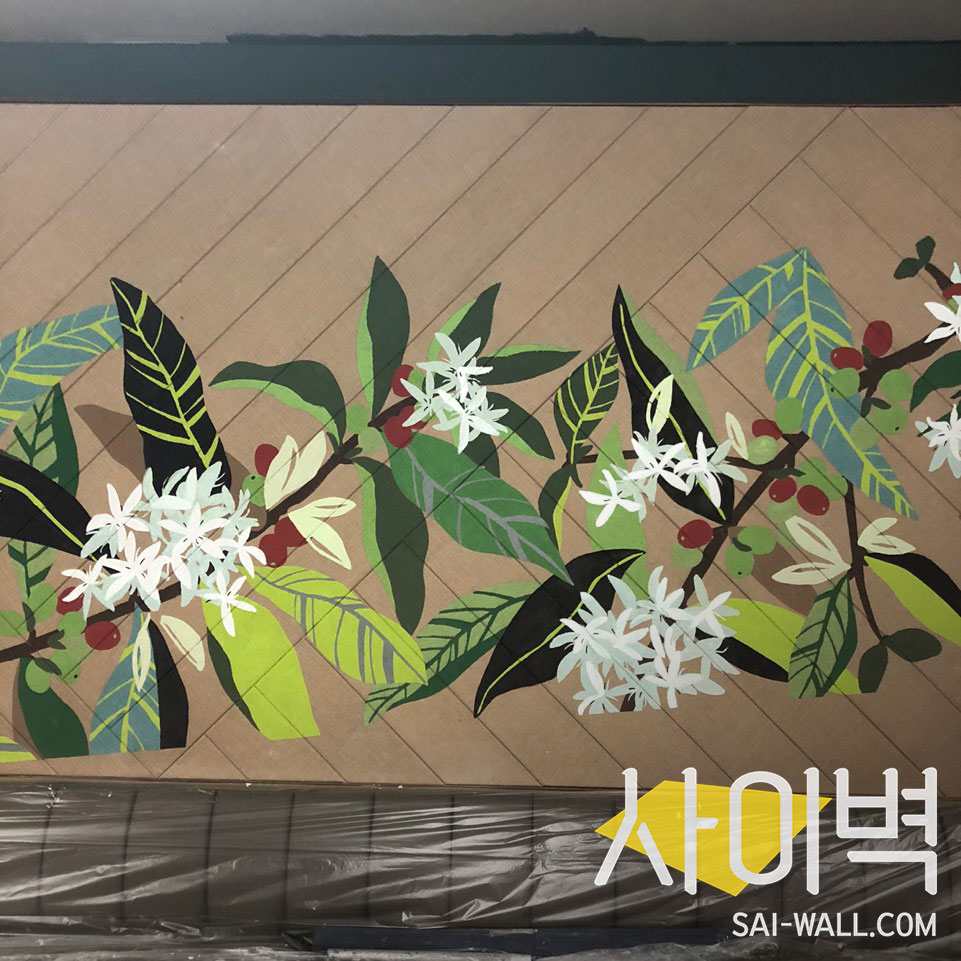 스타벅스 수유점 벽화 시공 사진 6